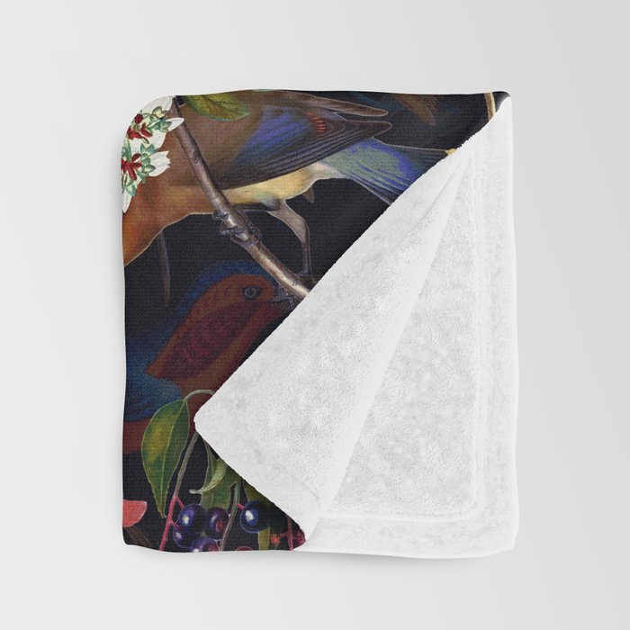 Vintage Jungle Birds Night Garden Throw Blanket Gallery Image 3