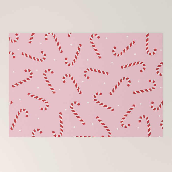 Christmas Candy Cane Pink Welcome Mat Gallery Image 2