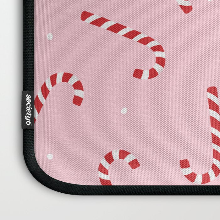 Christmas Candy Cane Pink Laptop Sleeve Gallery Image 3