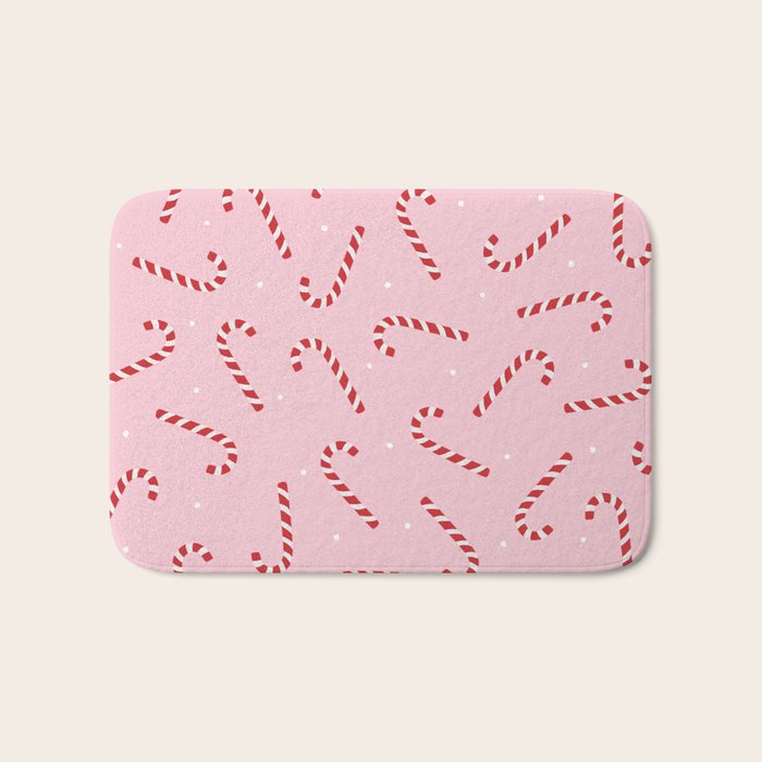 Christmas Candy Cane Pink Bath Mat Gallery Image 1