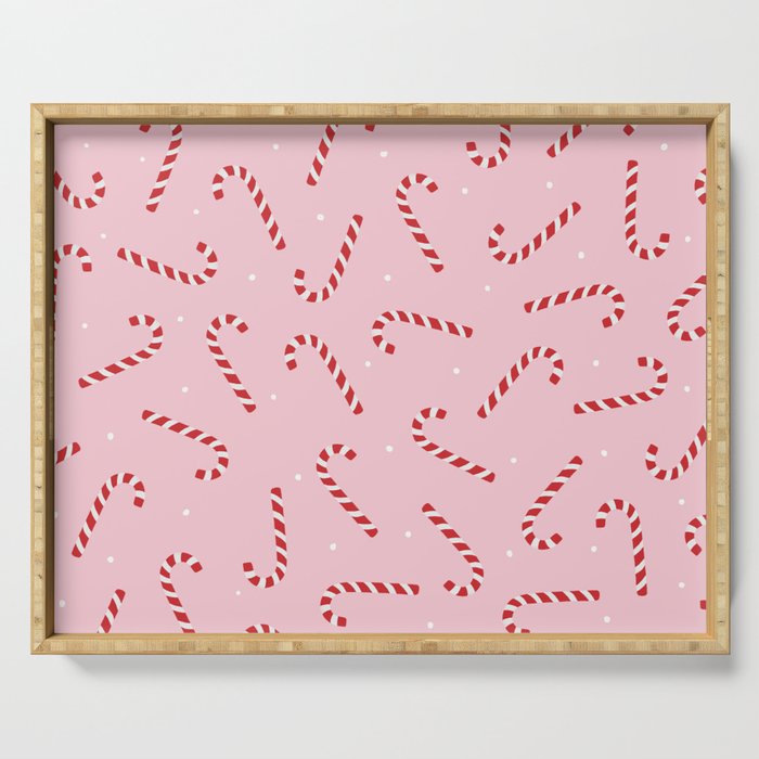Christmas Candy Cane Pink Serving Tray Gallery Image 1