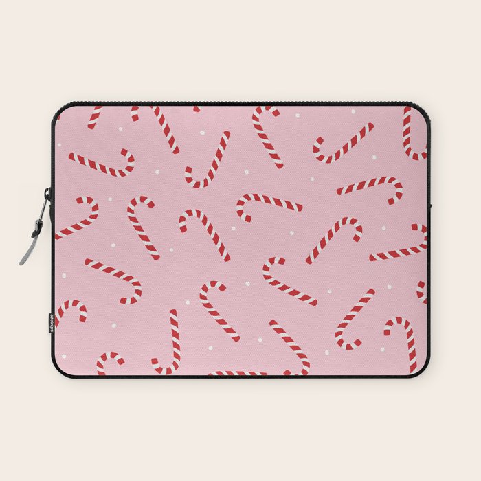 Christmas Candy Cane Pink Laptop Sleeve Gallery Image 1