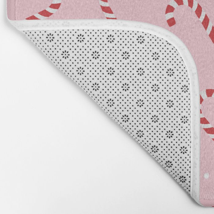 Christmas Candy Cane Pink Bath Mat Gallery Image 2