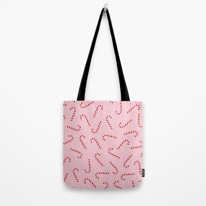 Christmas Candy Cane Pink Tote Bag Gallery Image 2