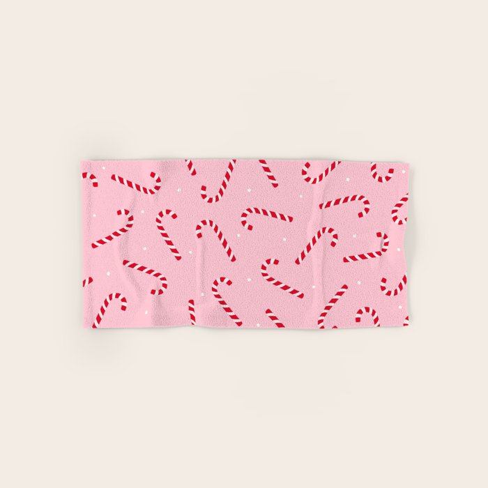 Christmas Candy Cane Pink Bath Towel Gallery Image 1