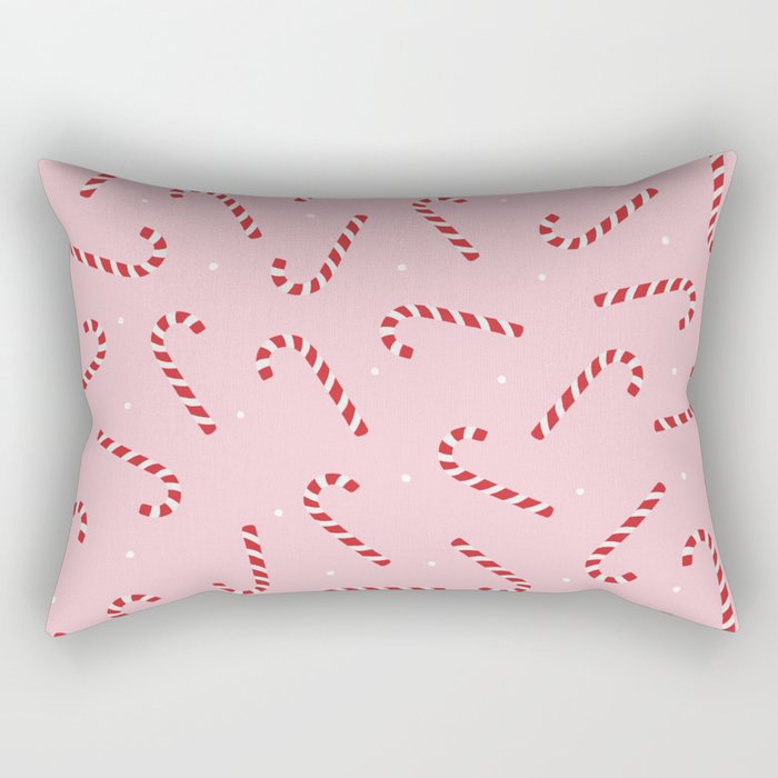 Christmas Candy Cane Pink Rectangular Pillow Gallery Image 2