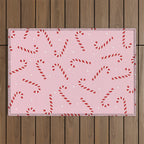 Christmas Candy Cane Pink Outdoor Rug Gallery Image 1