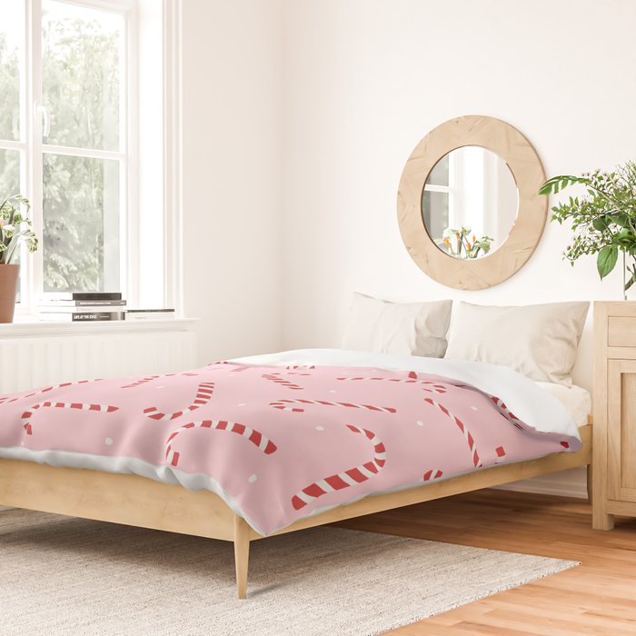 Christmas Candy Cane Pink Duvet Cover Gallery Image 2