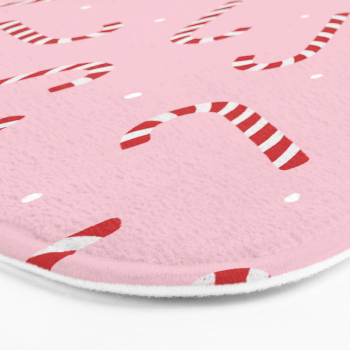 Christmas Candy Cane Pink Bath Mat Gallery Image 3