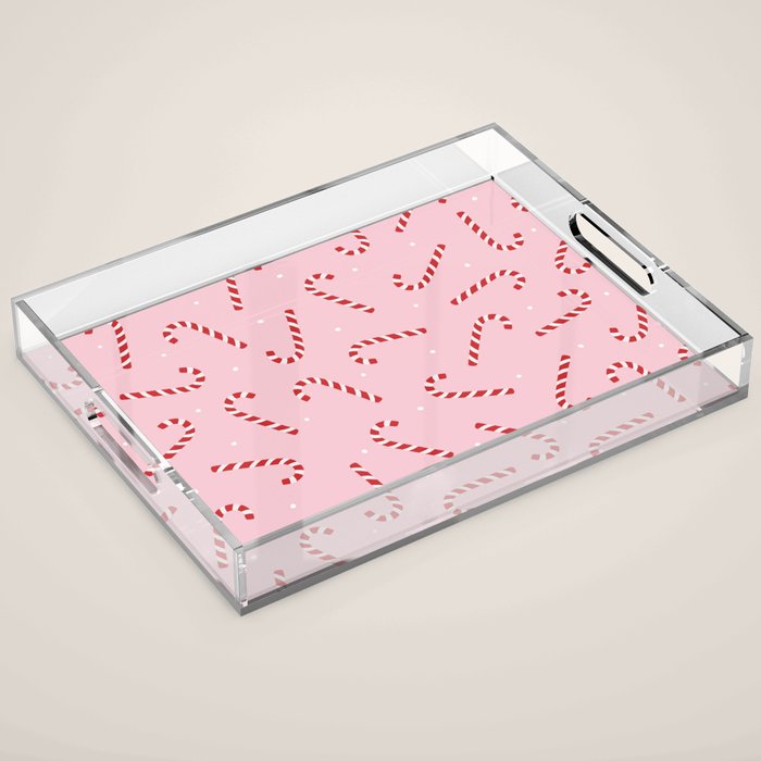 Christmas Candy Cane Pink Acrylic Tray Gallery Image 1