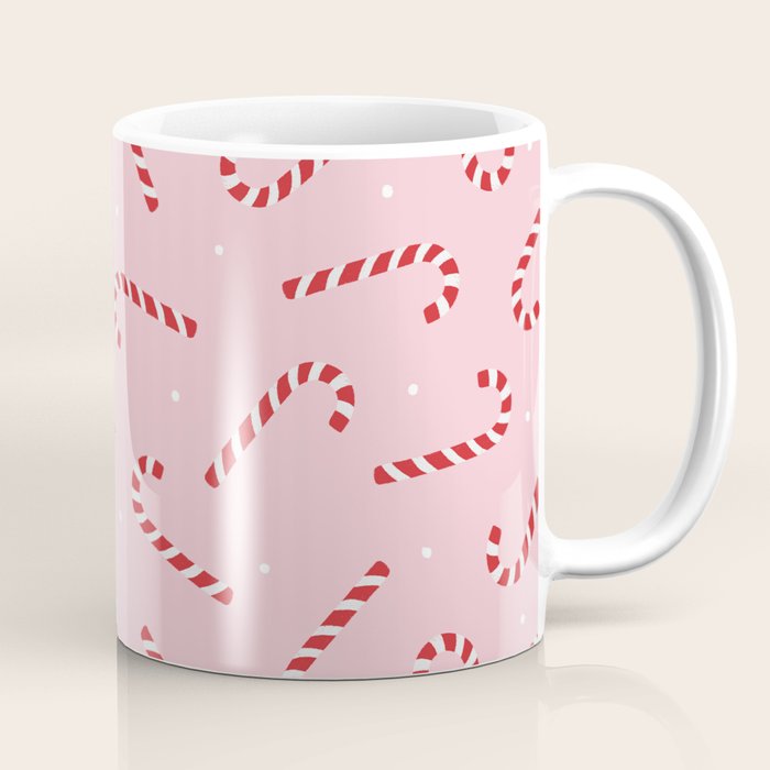 Christmas Candy Cane Pink Coffee Mug Gallery Image 1