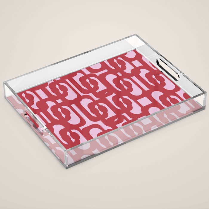 Contemporary Abstract Loop Pattern in Pink Hibiscus Acrylic Tray Gallery Image 1