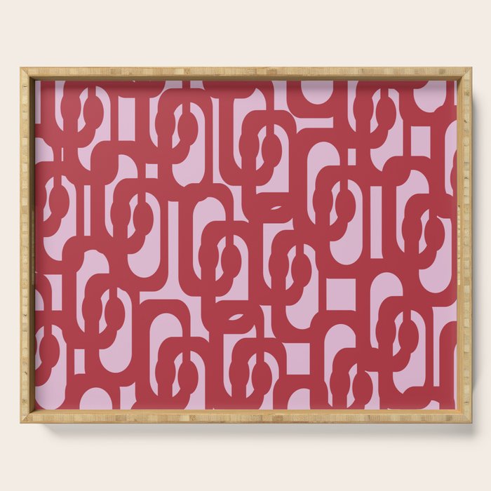 Contemporary Abstract Loop Pattern in Pink Hibiscus Serving Tray Gallery Image 1