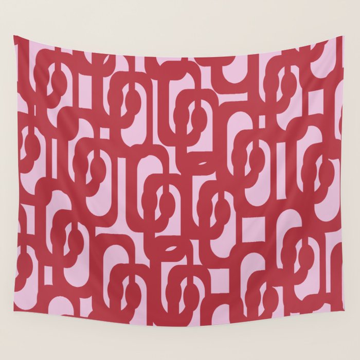 Contemporary Abstract Loop Pattern in Pink Hibiscus Wall Tapestry Gallery Image 4