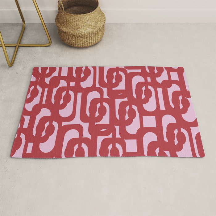 Contemporary Abstract Loop Pattern in Pink Hibiscus Rug Gallery Image 1