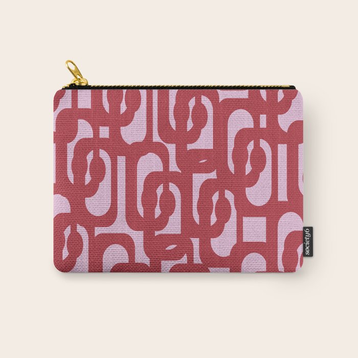 Contemporary Abstract Loop Pattern in Pink Hibiscus Carry All Pouch Gallery Image 1