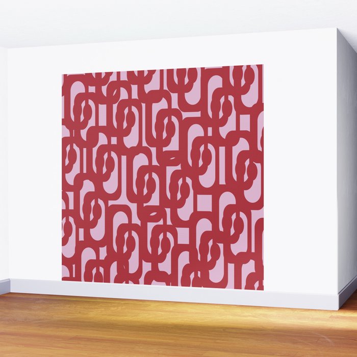 Contemporary Abstract Loop Pattern in Pink Hibiscus Wall Mural Gallery Image 2