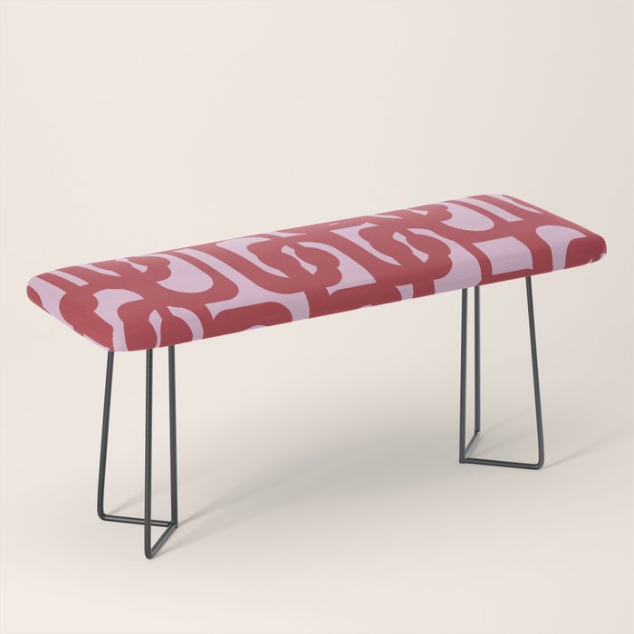 Contemporary Abstract Loop Pattern in Pink Hibiscus Bench Gallery Image 1