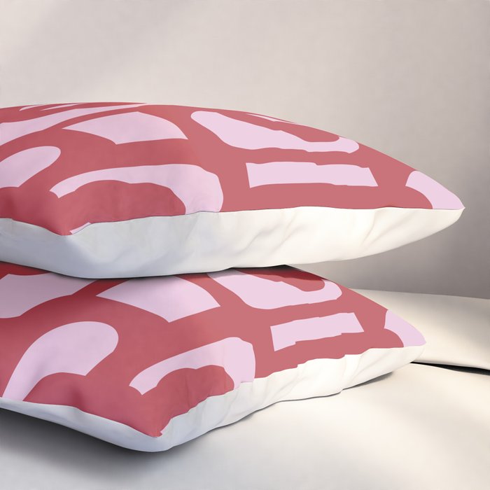 Contemporary Abstract Loop Pattern in Pink Hibiscus Pillow Sham Gallery Image 3
