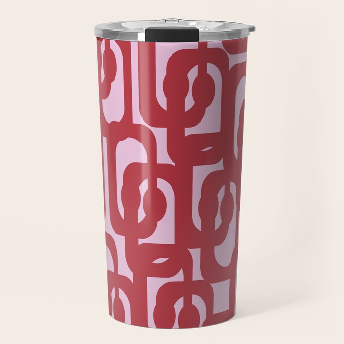 Contemporary Abstract Loop Pattern in Pink Hibiscus Travel Mug Gallery Image 1