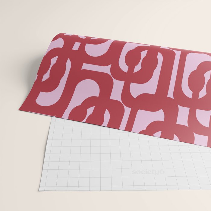 Contemporary Abstract Loop Pattern in Pink Hibiscus Wrapping Paper Gallery Image 2
