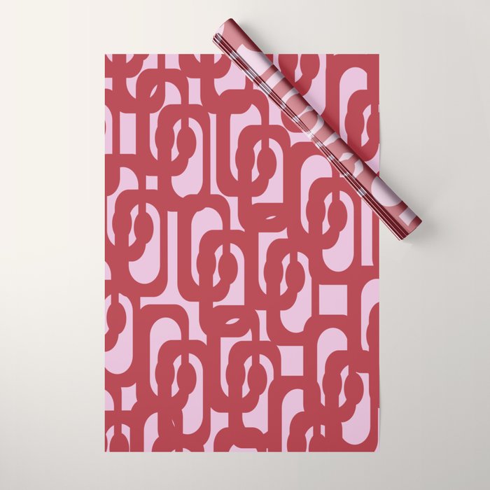 Contemporary Abstract Loop Pattern in Pink Hibiscus Wrapping Paper Gallery Image 1