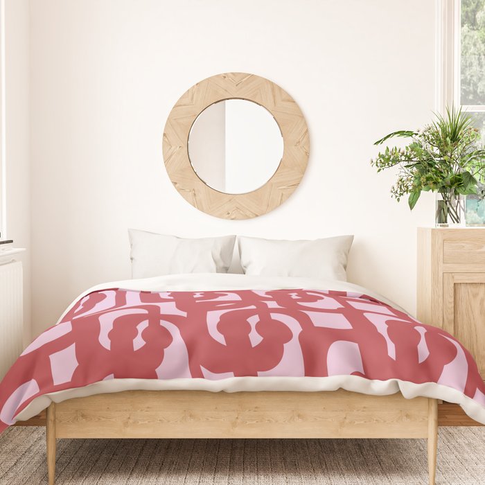 Contemporary Abstract Loop Pattern in Pink Hibiscus Duvet Cover Gallery Image 3