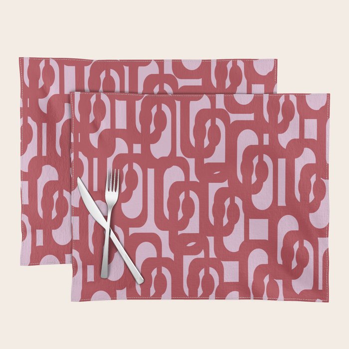 Contemporary Abstract Loop Pattern in Pink Hibiscus Placemat Gallery Image 1