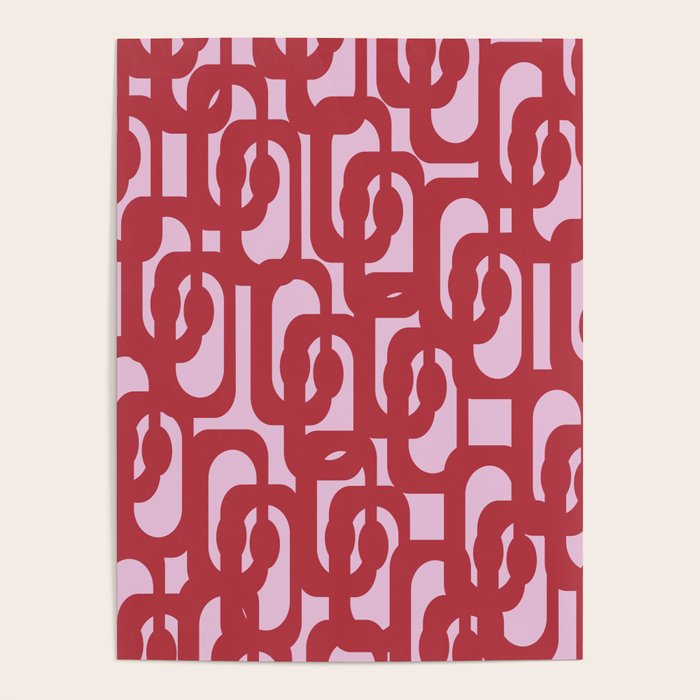 Contemporary Abstract Loop Pattern in Pink Hibiscus Poster Gallery Image 4
