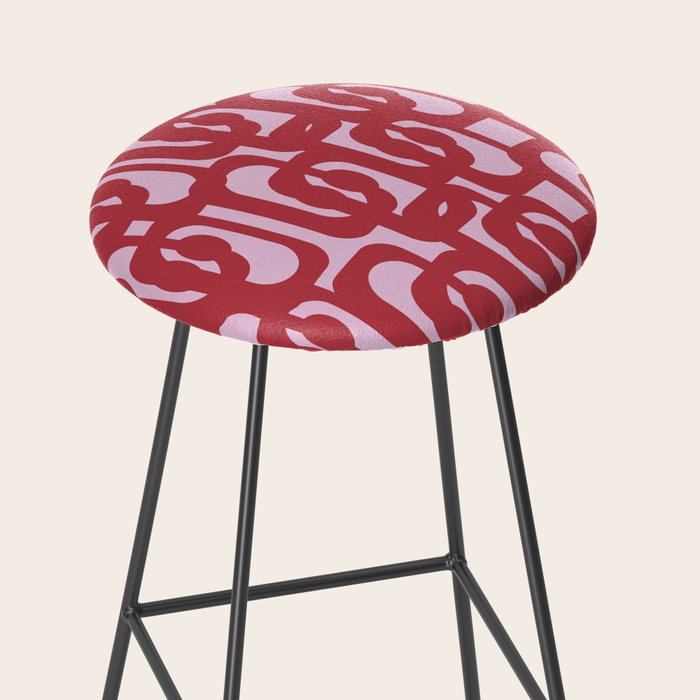 Contemporary Abstract Loop Pattern in Pink Hibiscus Stool Gallery Image 2