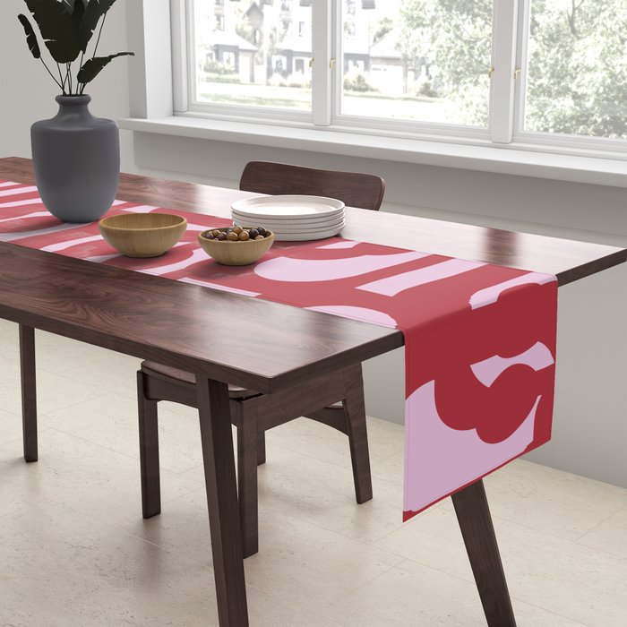 Contemporary Abstract Loop Pattern in Pink Hibiscus Table Runner Gallery Image 2