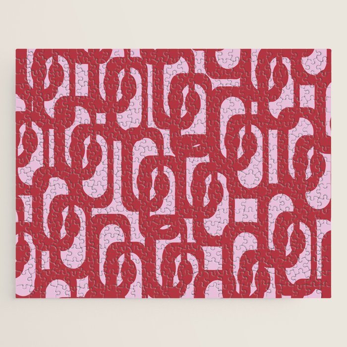 Contemporary Abstract Loop Pattern in Pink Hibiscus Jigsaw Puzzle Gallery Image 1