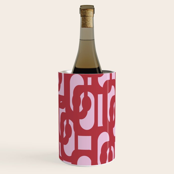 Contemporary Abstract Loop Pattern in Pink Hibiscus Wine Chiller Gallery Image 3