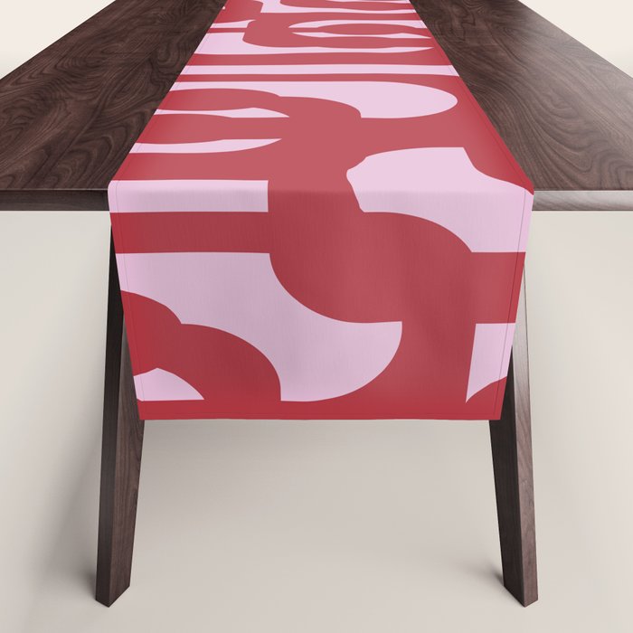 Contemporary Abstract Loop Pattern in Pink Hibiscus Table Runner Gallery Image 1