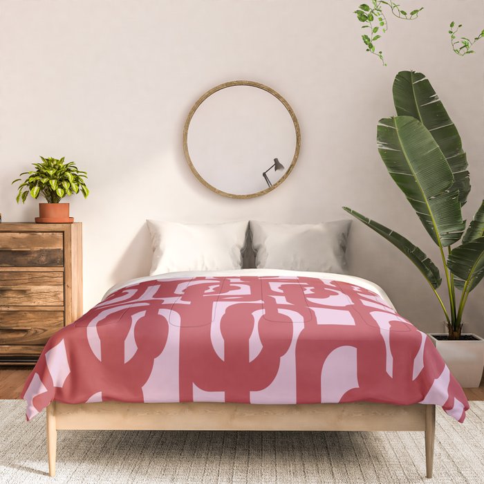 Contemporary Abstract Loop Pattern in Pink Hibiscus Comforter Gallery Image 3