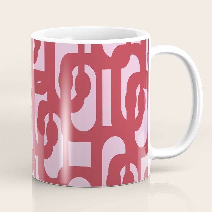 Contemporary Abstract Loop Pattern in Pink Hibiscus Coffee Mug Gallery Image 1