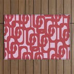 Contemporary Abstract Loop Pattern in Pink Hibiscus Outdoor Rug Gallery Image 1