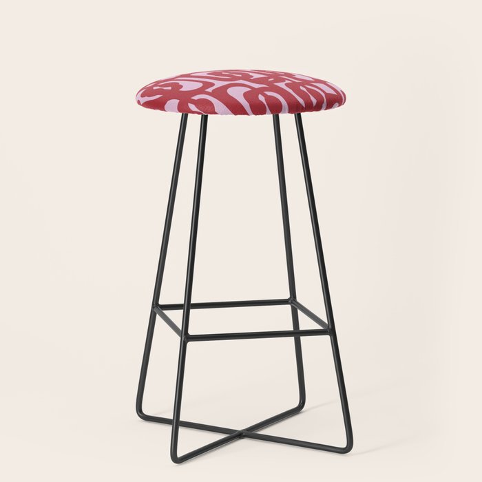 Contemporary Abstract Loop Pattern in Pink Hibiscus Stool Gallery Image 1