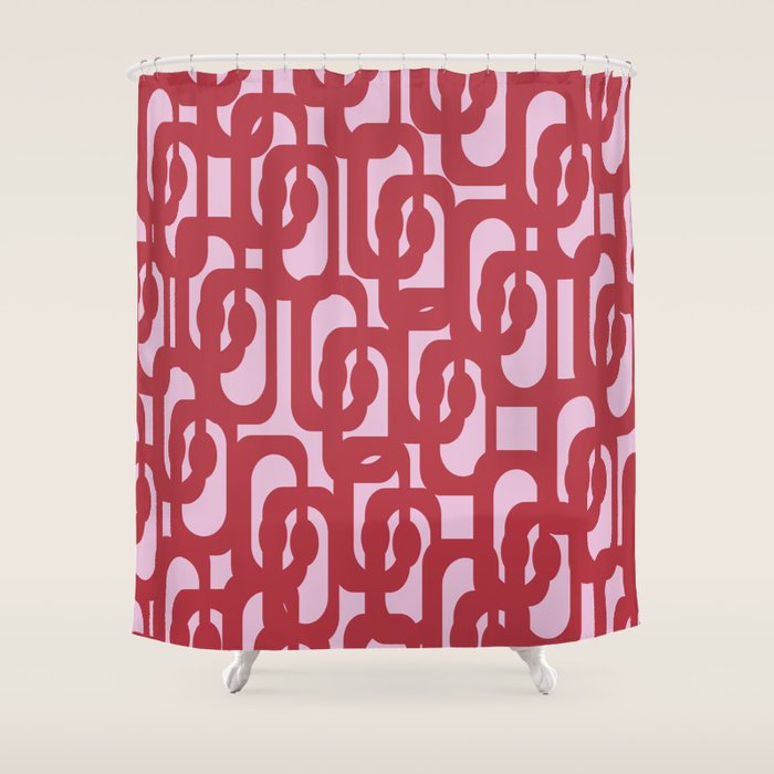 Contemporary Abstract Loop Pattern in Pink Hibiscus Shower Curtain Gallery Image 1