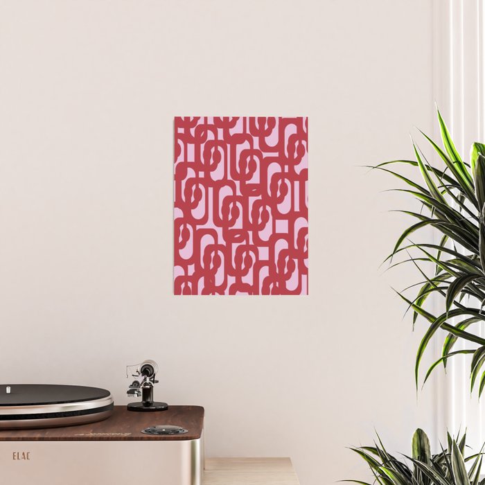 Contemporary Abstract Loop Pattern in Pink Hibiscus Poster Gallery Image 2