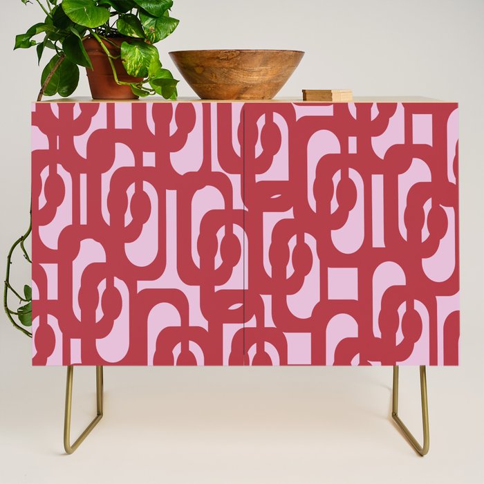 Contemporary Abstract Loop Pattern in Pink Hibiscus Credenza Gallery Image 1