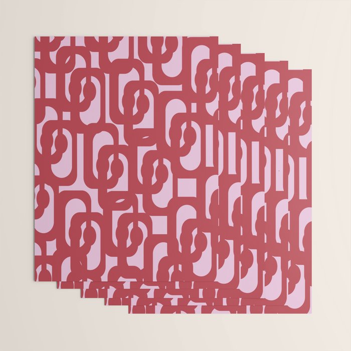Contemporary Abstract Loop Pattern in Pink Hibiscus Wrapping Paper Gallery Image 3