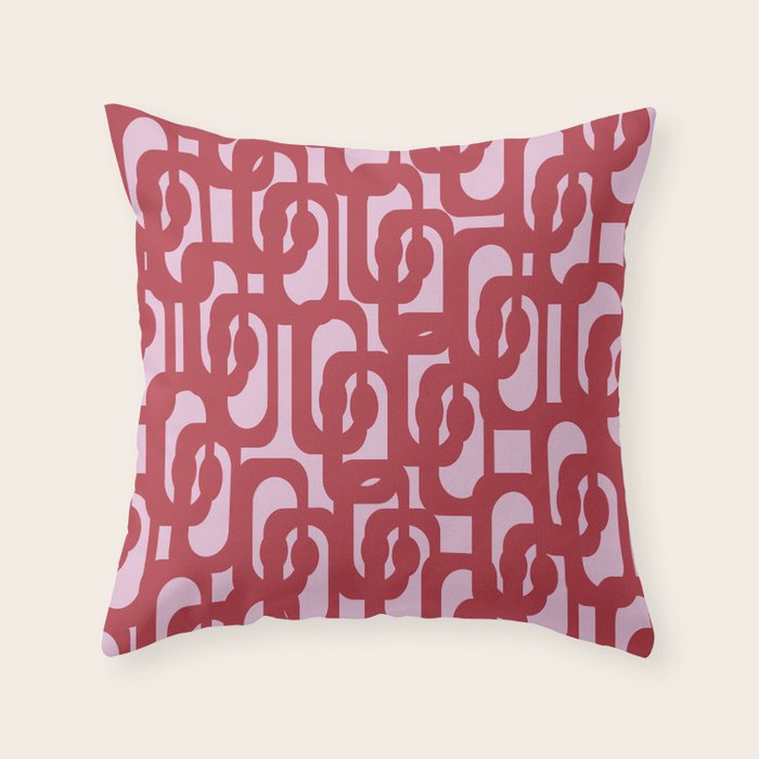 Contemporary Abstract Loop Pattern in Pink Hibiscus Throw Pillow Gallery Image 6