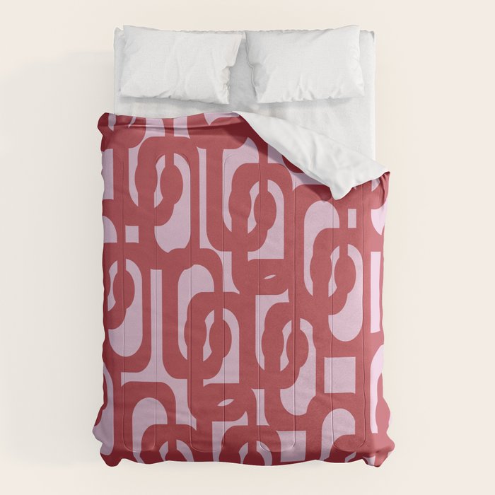 Contemporary Abstract Loop Pattern in Pink Hibiscus Comforter Gallery Image 1