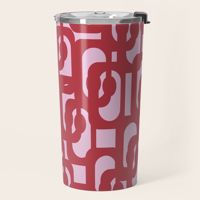 Contemporary Abstract Loop Pattern in Pink Hibiscus Travel Mug Gallery Image 2