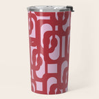 Contemporary Abstract Loop Pattern in Pink Hibiscus Travel Mug Gallery Image 2