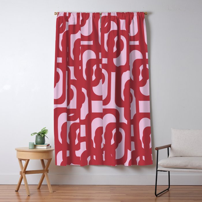 Contemporary Abstract Loop Pattern in Pink Hibiscus Window Curtain Gallery Image 5