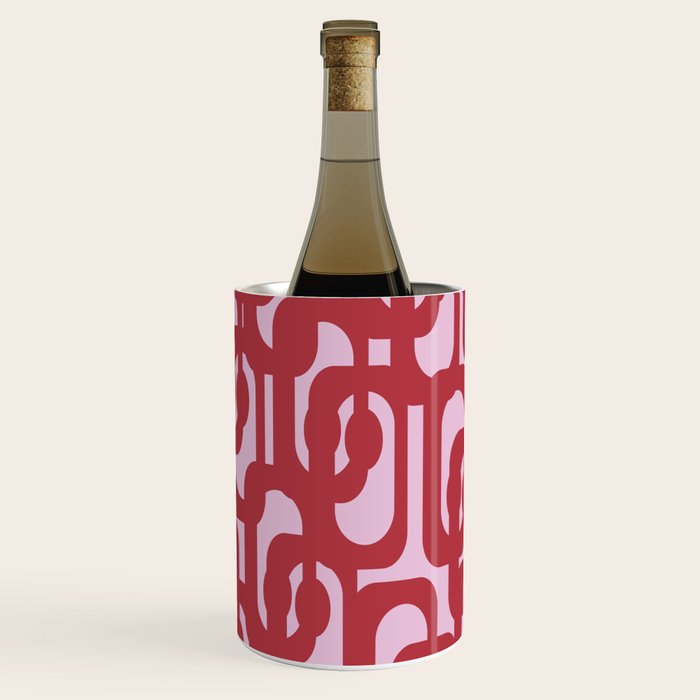 Contemporary Abstract Loop Pattern in Pink Hibiscus Wine Chiller Gallery Image 2