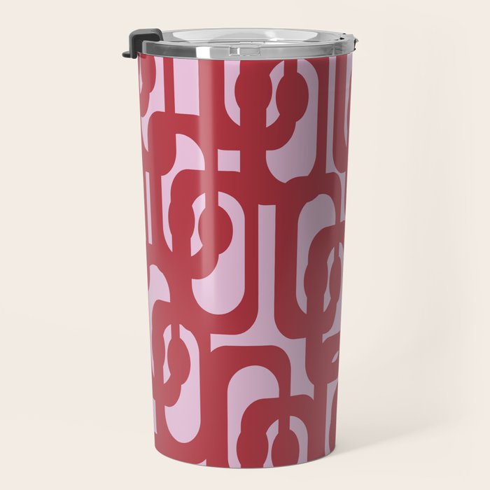 Contemporary Abstract Loop Pattern in Pink Hibiscus Travel Mug Gallery Image 3