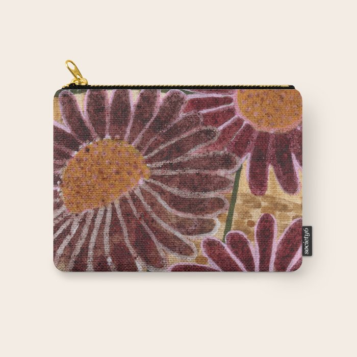 Daisies in Country Field Painting in Burgundy Red Carry All Pouch Gallery Image 1